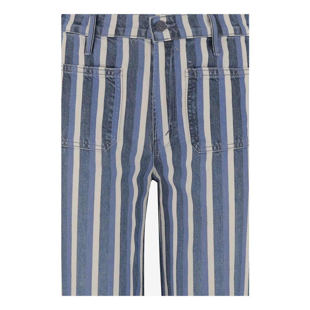 Mother Gestreepte Wijde Denim Jeans Blue Dames