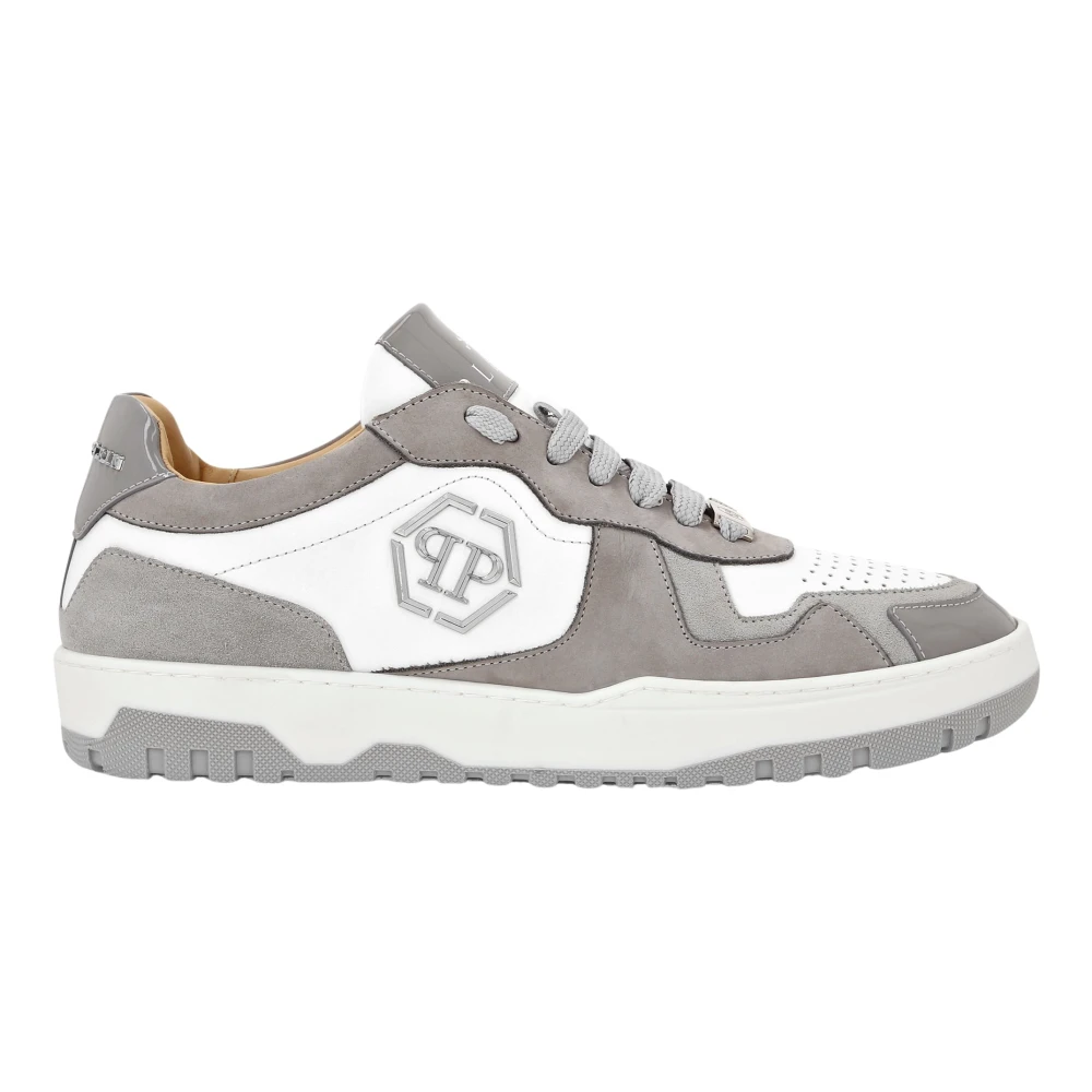 Philipp Plein Mix Leather Lo-Top Sneakers unisex Schoenen Grijs