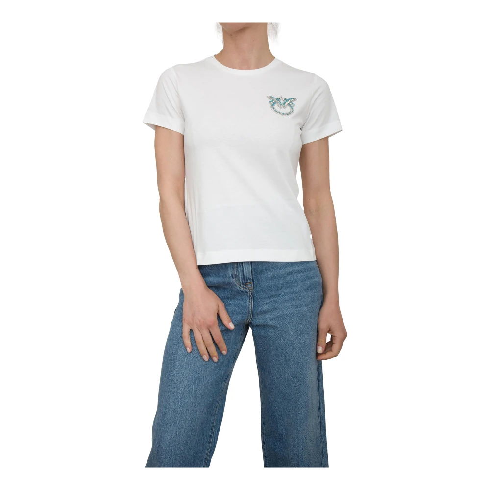 Pinko White T-Shirts, Female, M, T-Shirt Classic Style