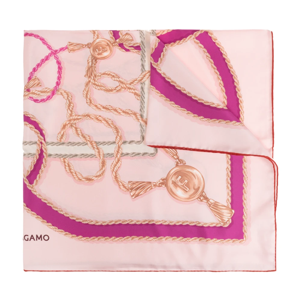 Salvatore Ferragamo Sidenscarf med tryck Pink, Dam