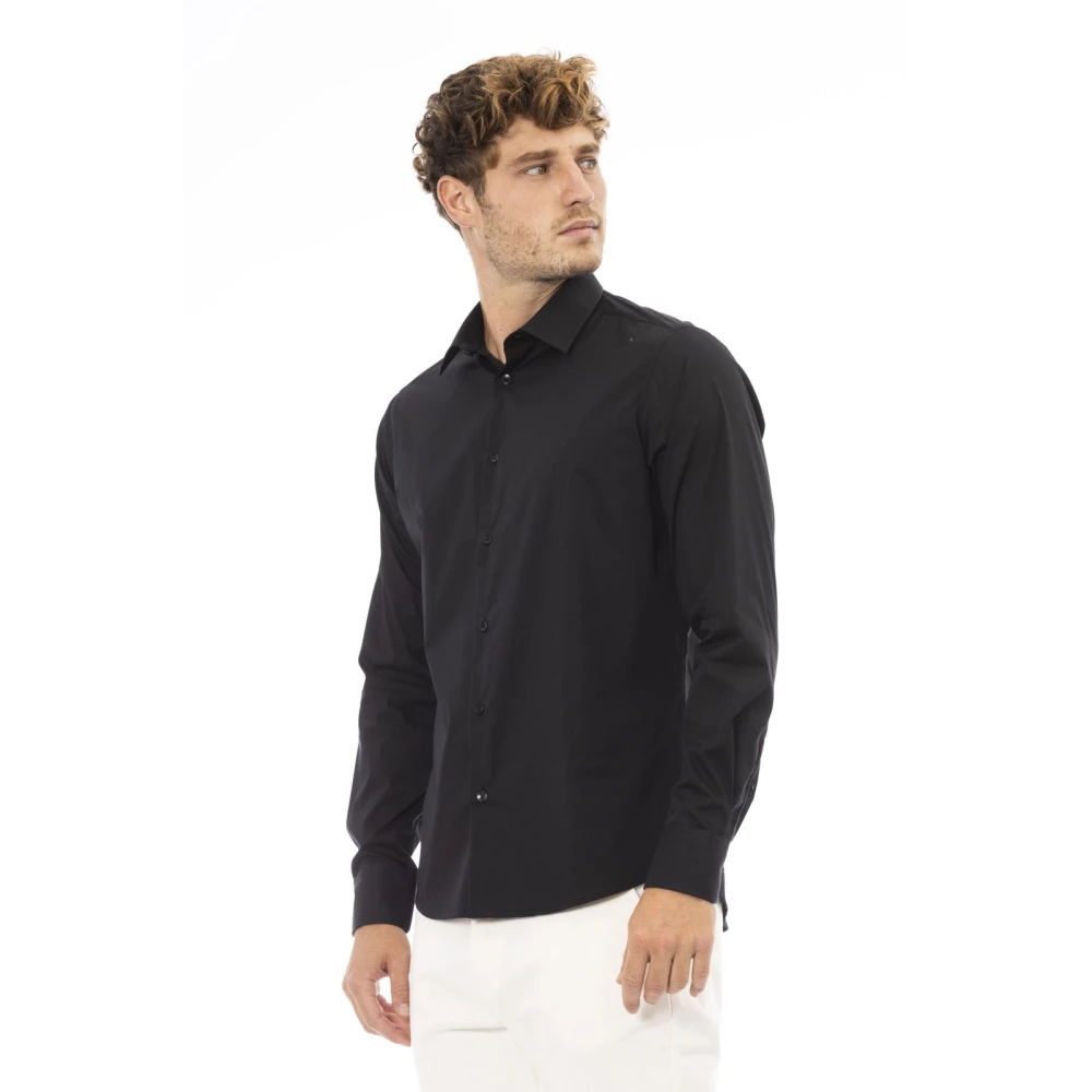 Baldinini Italiaanse kraag overhemd met knoopsluiting Black Heren