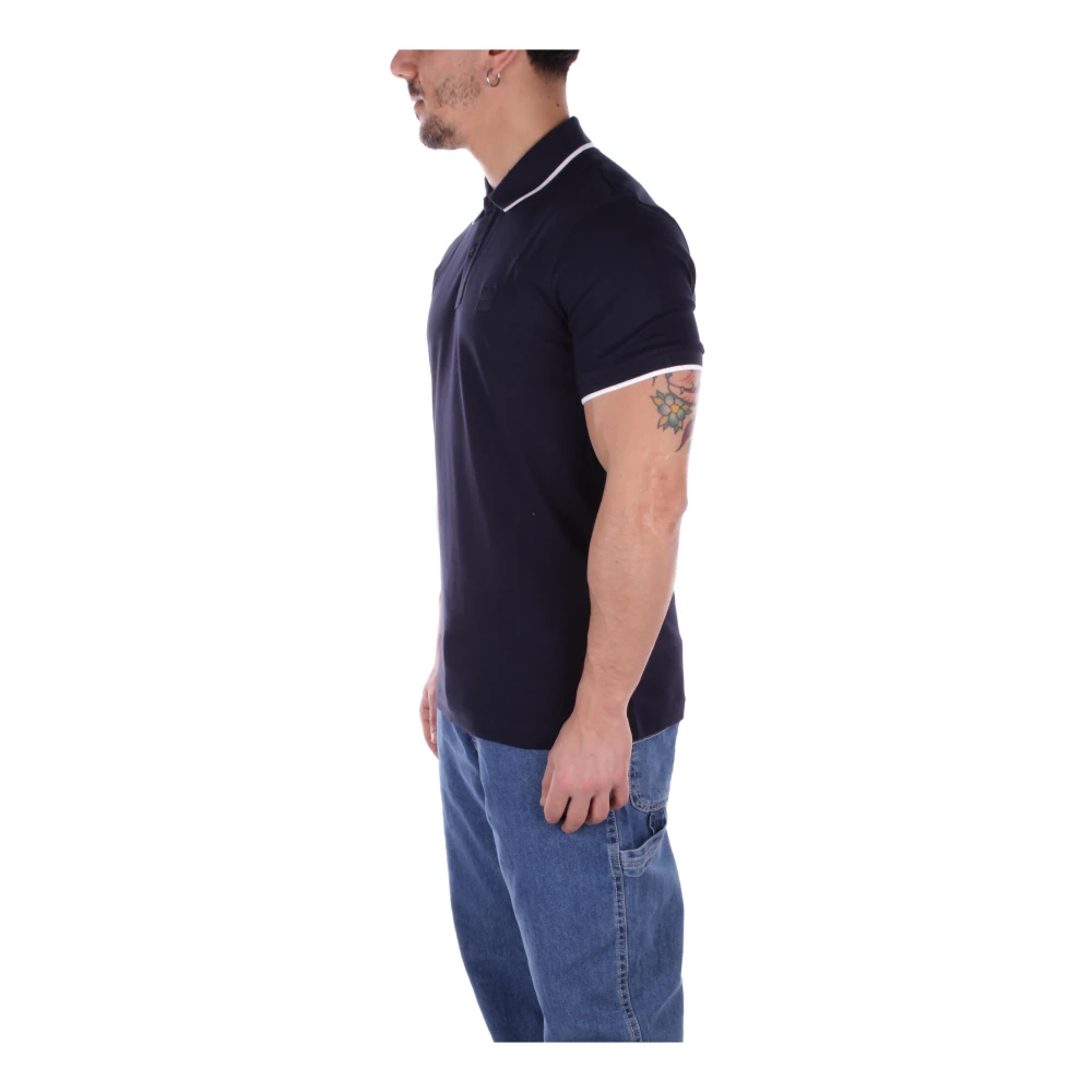 Hugo Boss Logo Front Button Polo Shirt Blue Heren