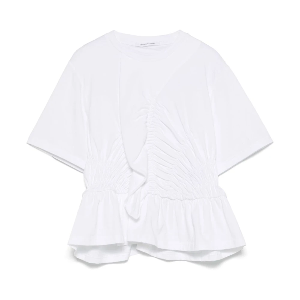 Cecilie Bahnsen Wit Jersey T-shirt met Gerimpelde Details White Dames