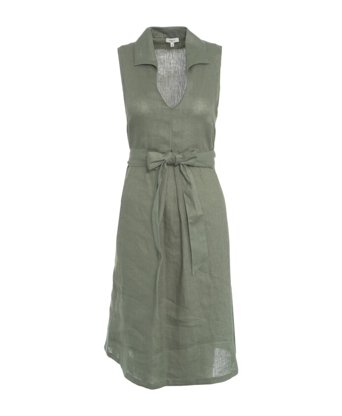 robe-en-lin-vert-avec-col-polo