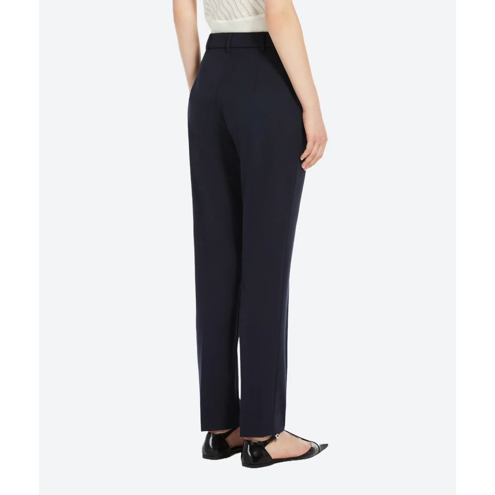 Max Mara Studio Slimme Jersey Broek Milano Stijl Blue Dames