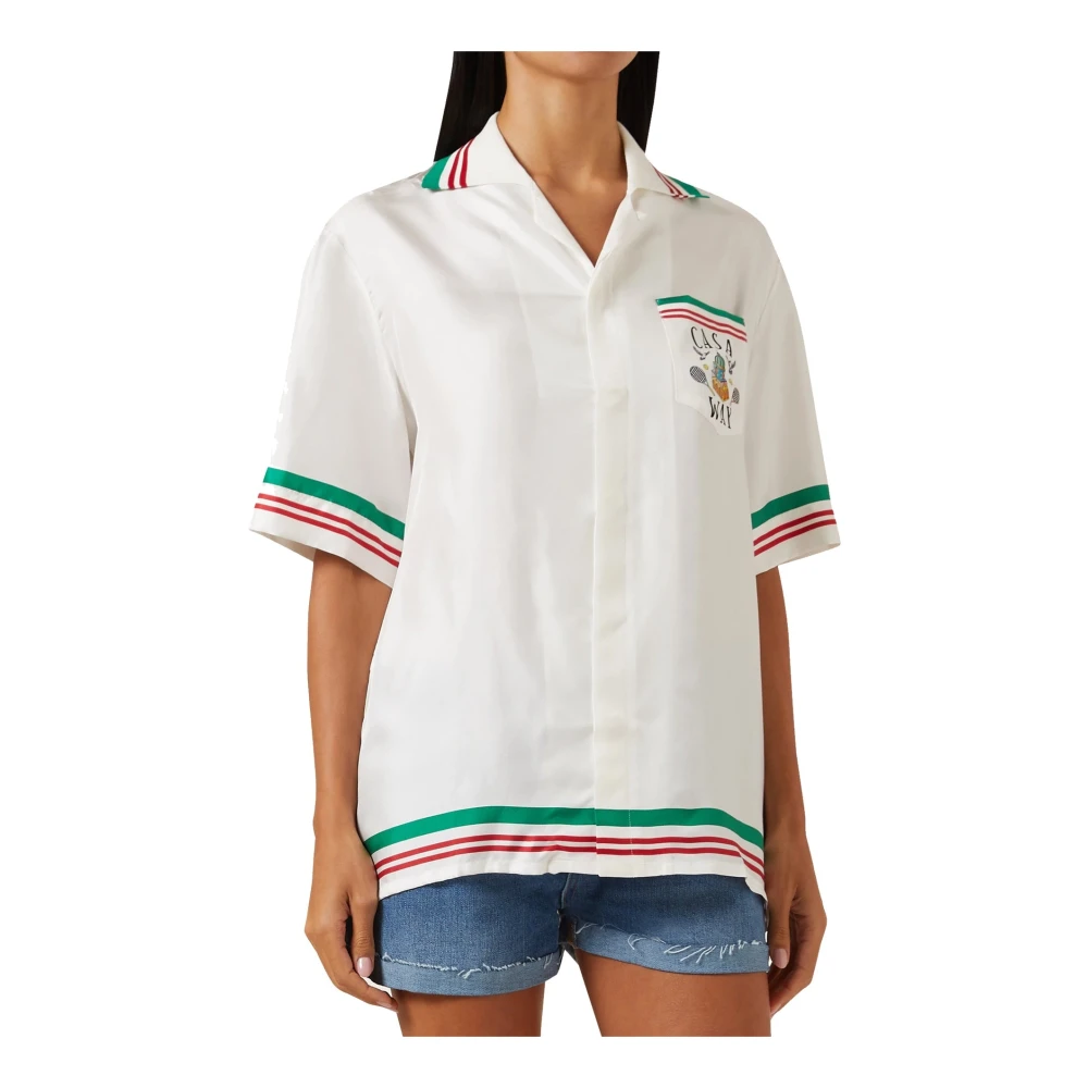 Casablanca Zijden Shirt met Appliqué Print White Dames