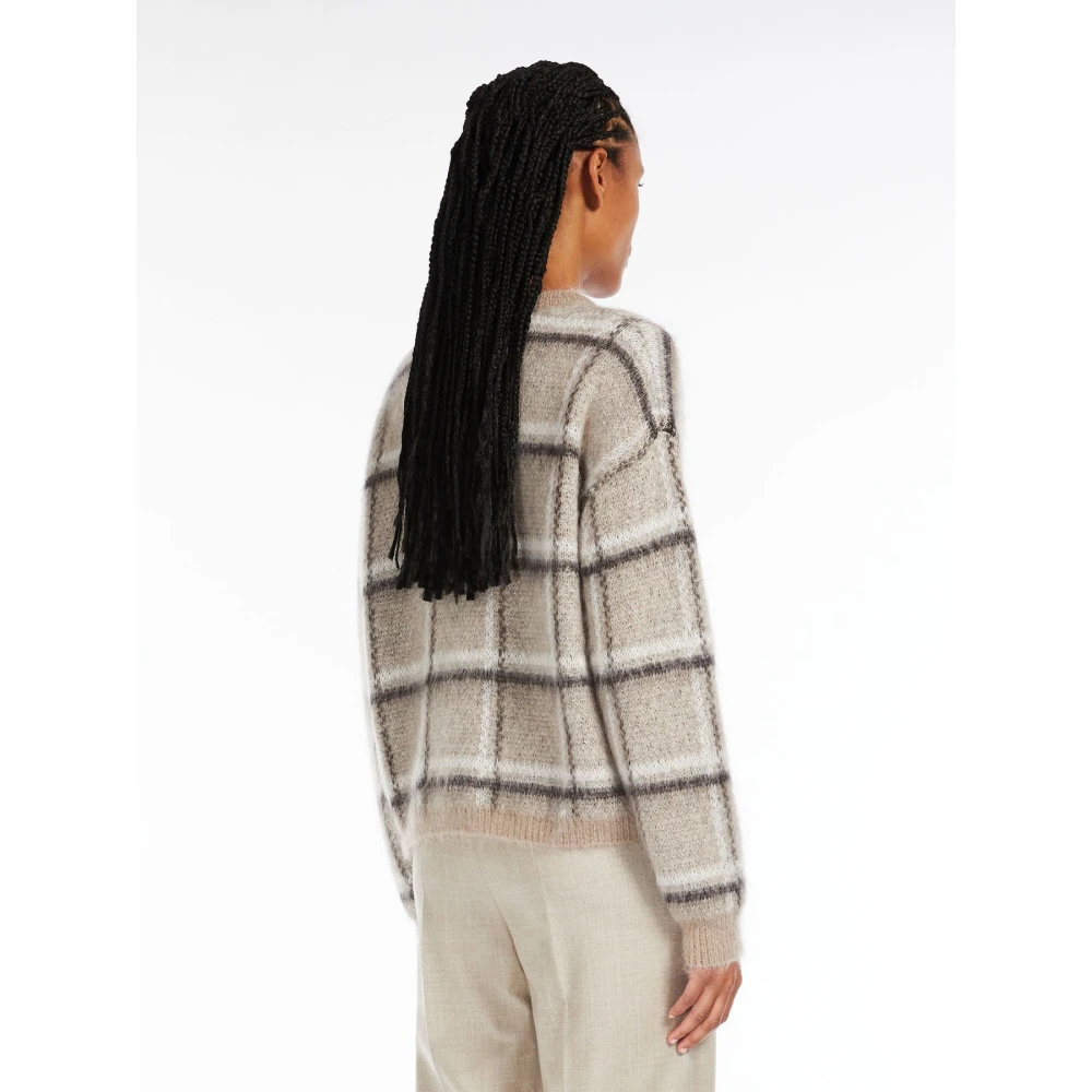 Max Mara Studio Mohair Jacquard Trui Beige Dames
