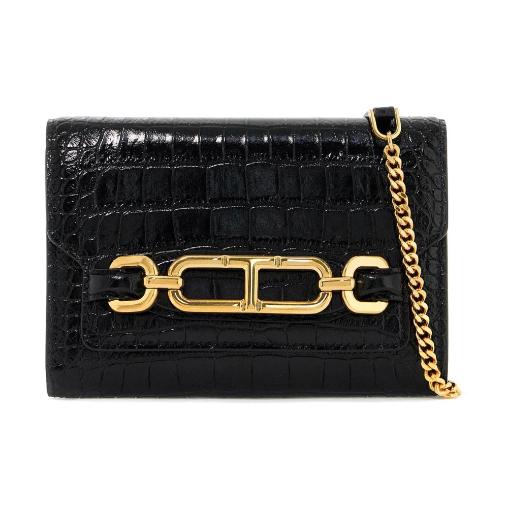 Tom Ford Krokodillenleren Mini Clutch met Ketting Black Dames