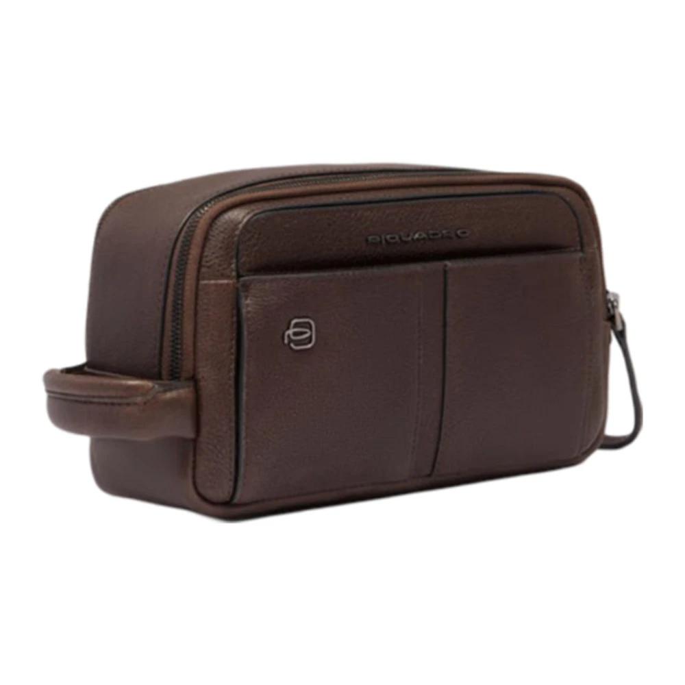 Piquadro Bruin Leren Heren Beauty Case Brown Dames