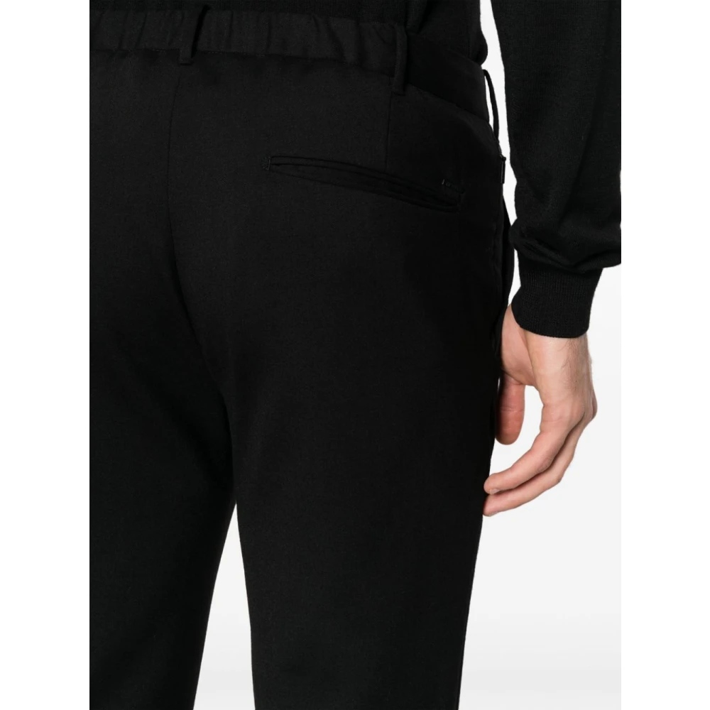 Incotex Zwarte Wool-Blend Cropped Broek Black Heren