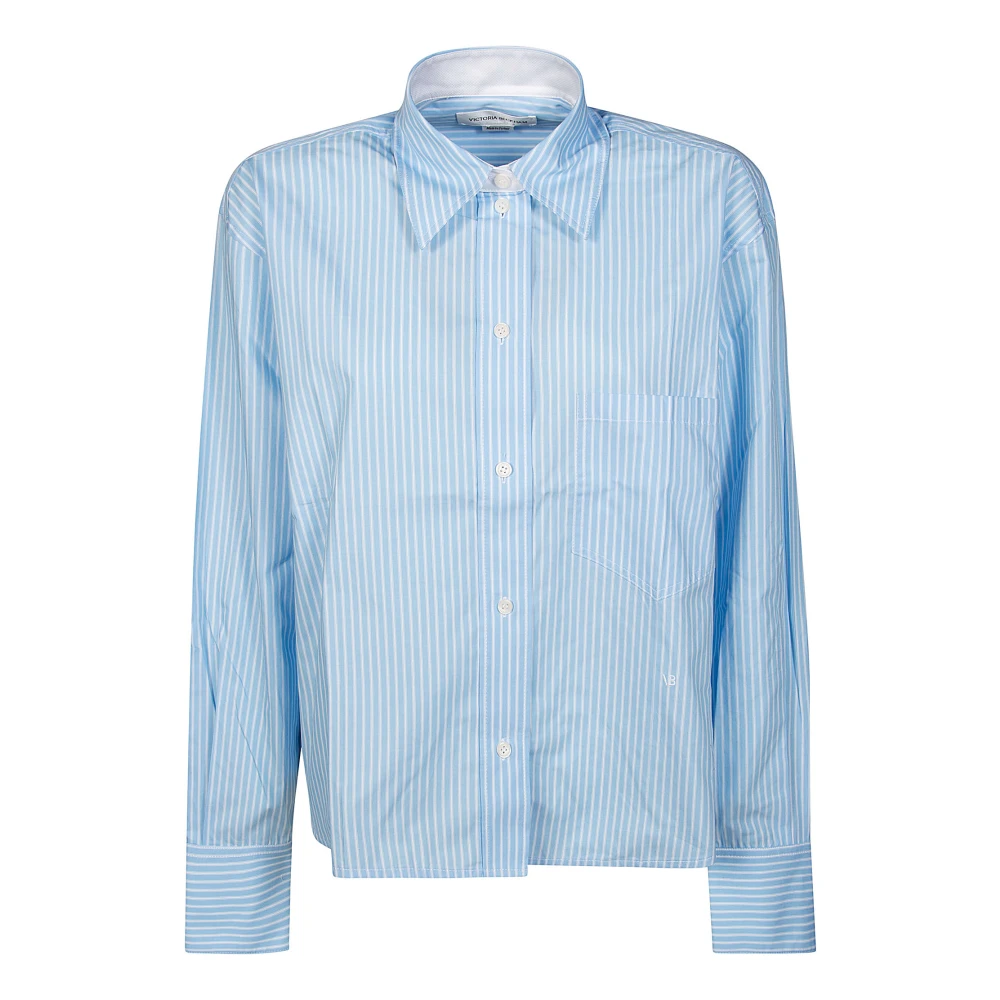 Victoria Beckham Geknipte blouse met versierde manchetten Blue Dames