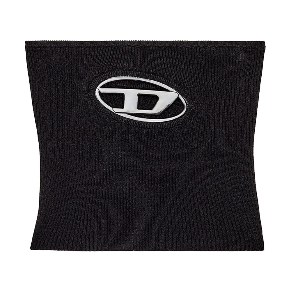 Diesel Bandeau top with oval D plaque Black Dames