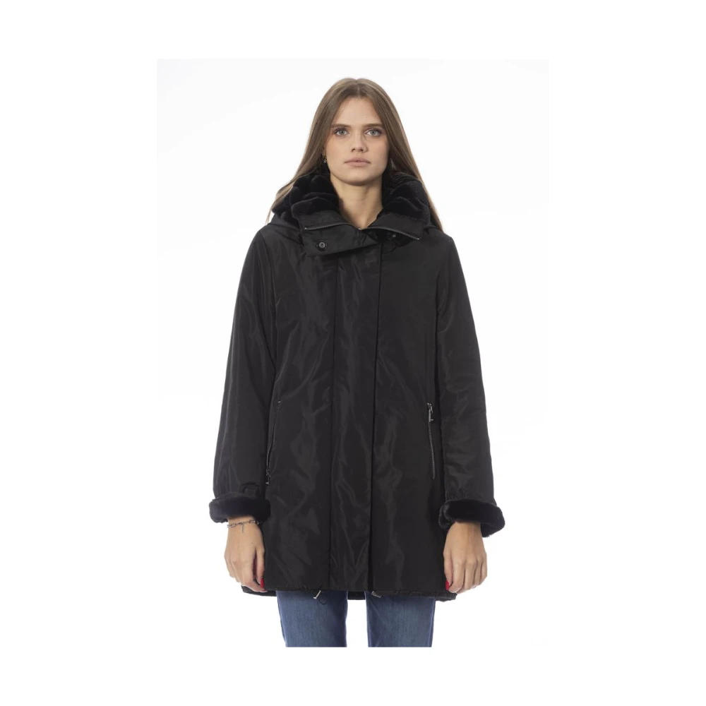 Baldinini Elegante Omkeerbare Jas met Capuchon Black Dames