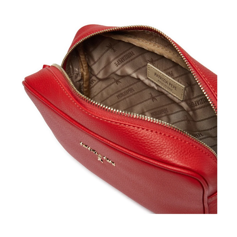 PATRIZIA PEPE Minimalistische Chic Leren Schoudertas Red Dames