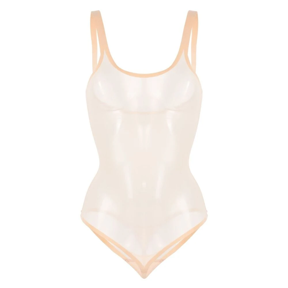 Wolford Doorschijnende Tule Bodysuit met Mesh Details Beige Dames