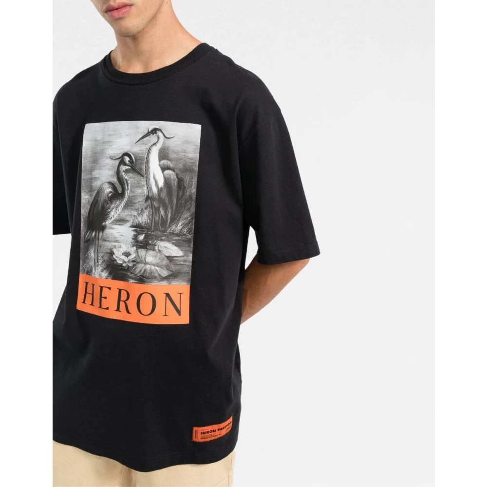 Heron Preston BW Logo Print T-shirt van katoen Black Heren