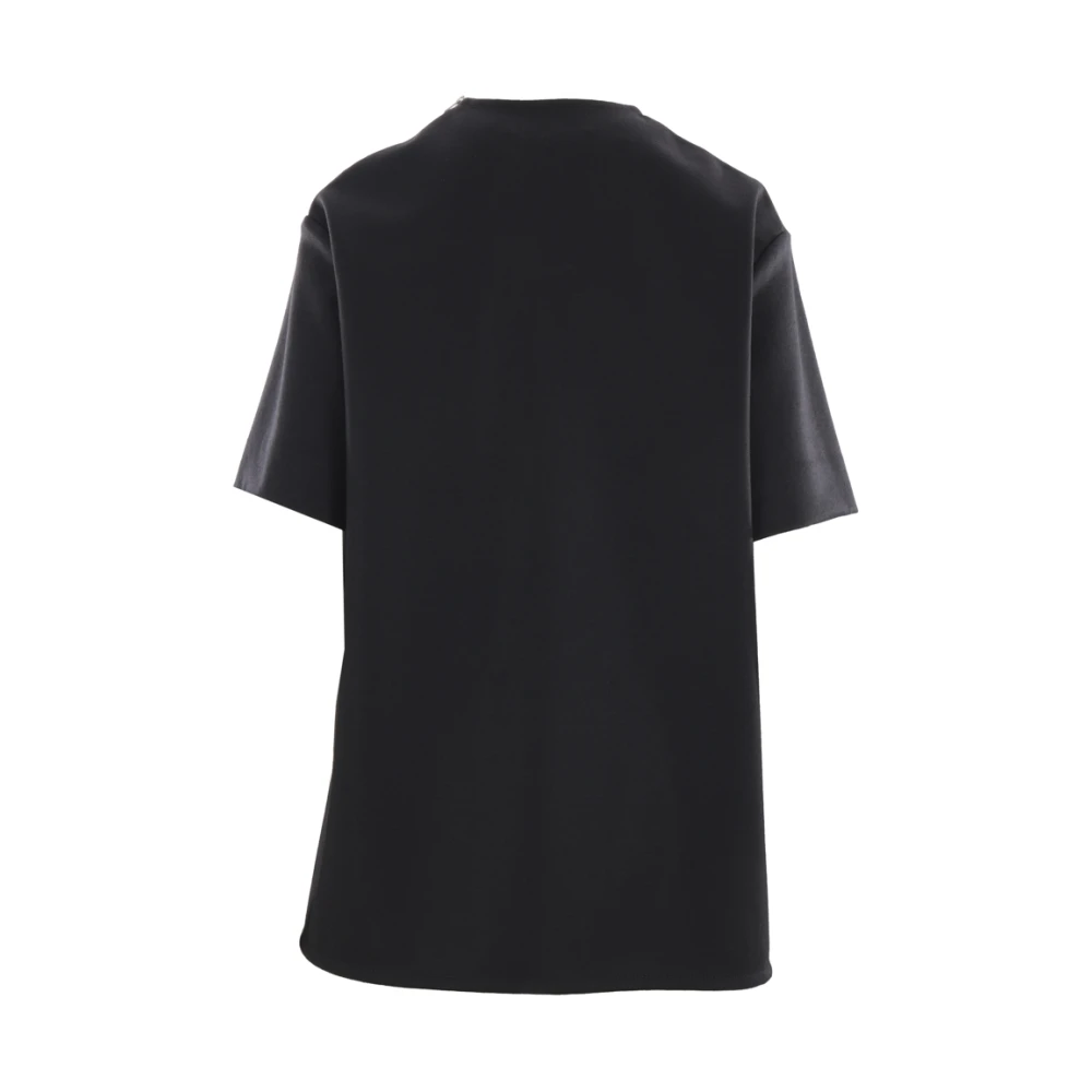 Jil Sander Zwarte Wollen Oversize T-shirt met Rits Black Dames