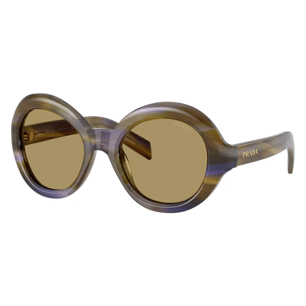 Prada Unisex Grön Runda Acetatsolglasögon