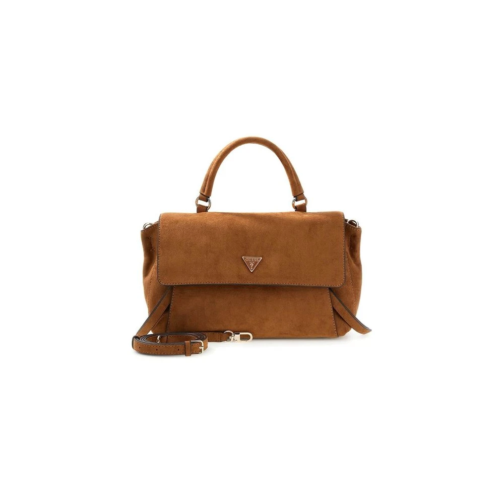 Guess Devon Top Handle Flap - Female - Handbags - Brown - One Size - Bags