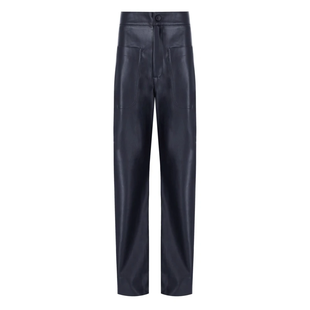 Essentiel Antwerp Navy Blauwe Imitatie Leren Cargo Broek Blue Dames
