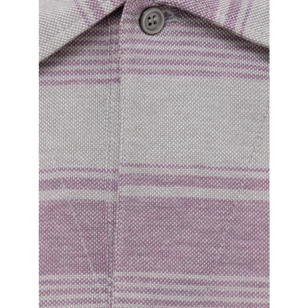 Canali Gestreept Poloshirt Korte Mouw Multicolor Heren