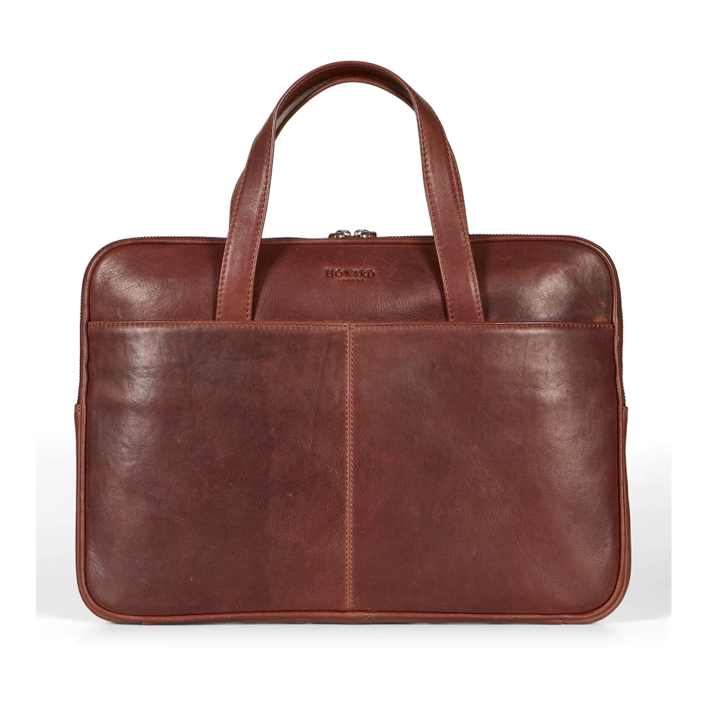 Howard London Laptop tas van echt leer Brown Heren