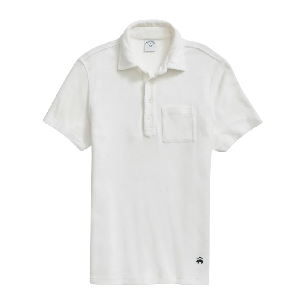 Brooks Brothers Vit Guld Fleece Frotté Polo White, Herr