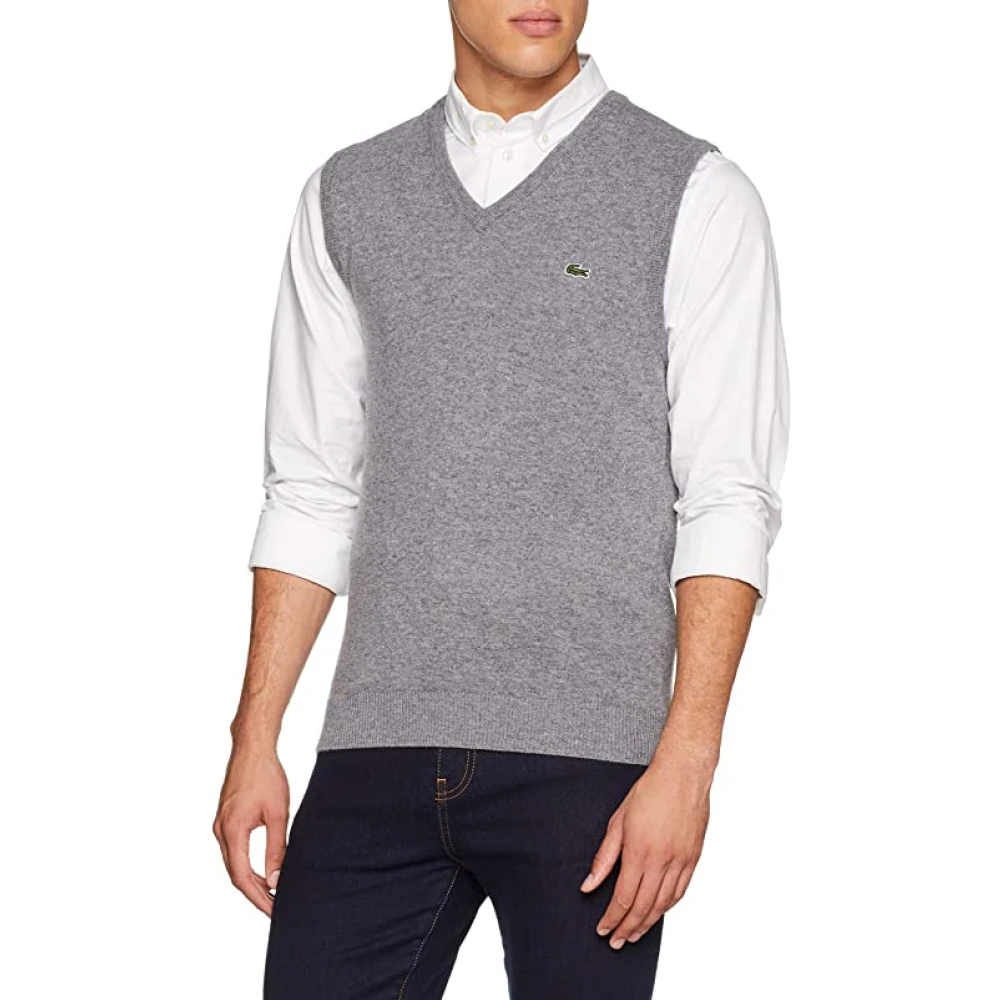Lacoste Men's Gray Grey Sleeveless Jumper - Sleeveless Jumpers - S - Knitwear
