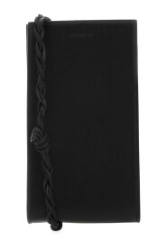 Czarny skórzany futerał na telefon - 11x22x2 cm