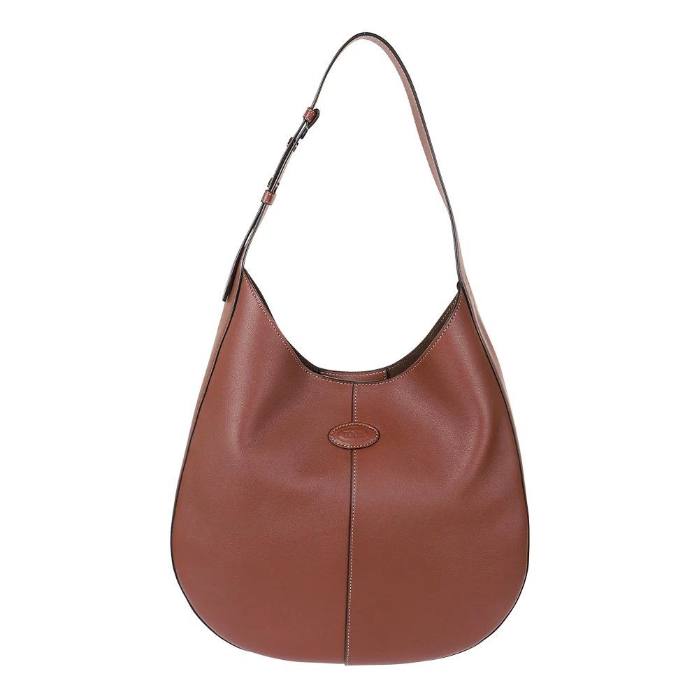 TOD'S Hobo Leren Tas met Logo Brown Dames