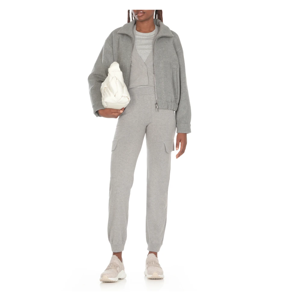 PESERICO Grijze Wollen Vest V-Hals Trui Gray Dames