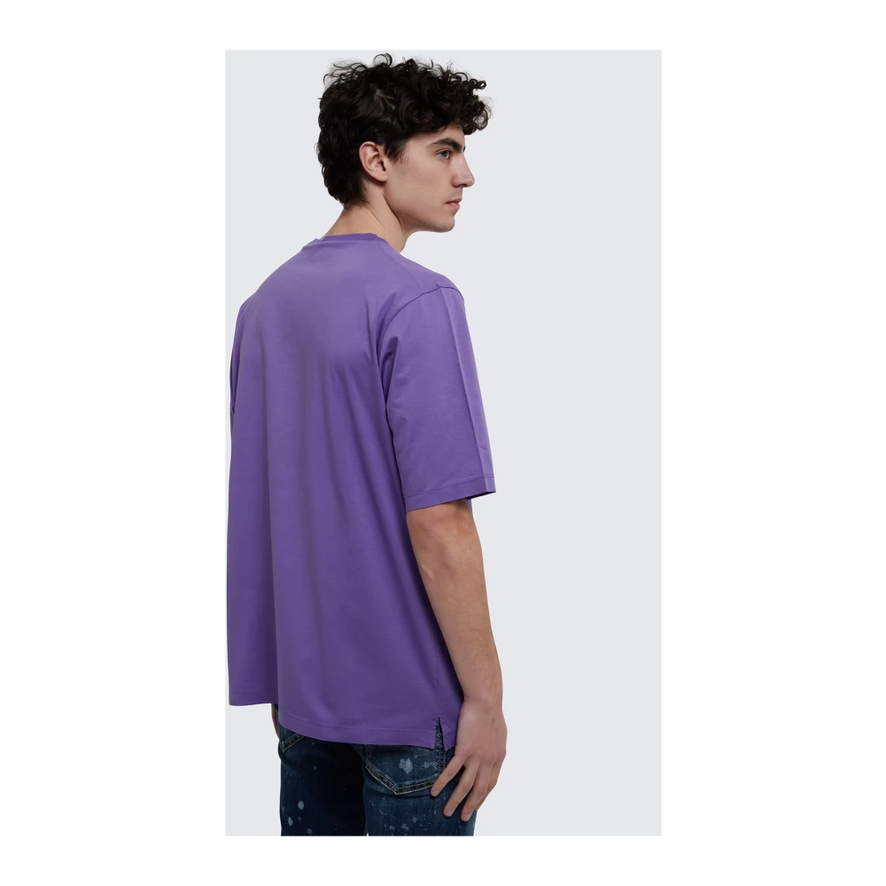 Dsquared2 Katoenen T-Shirt met Voorprint Purple Heren