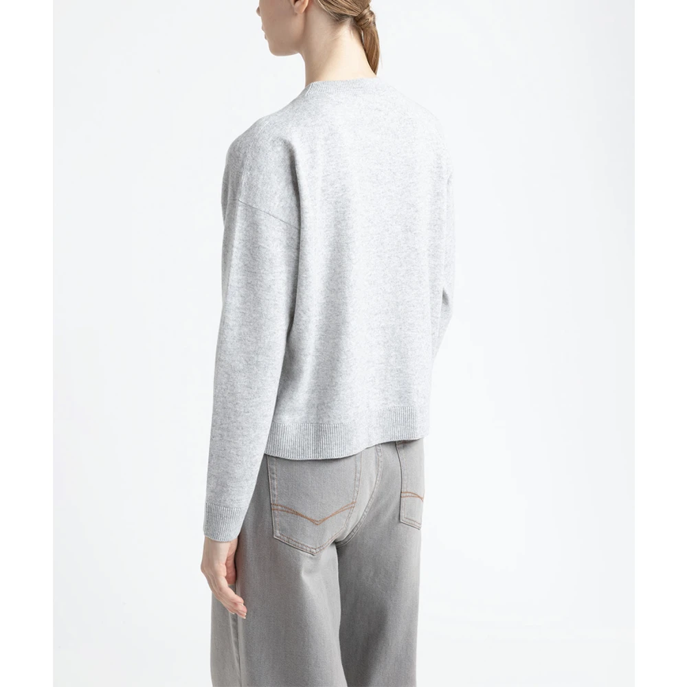 PESERICO Wol zijde en kasjmier trui met ronde hals Gray Dames