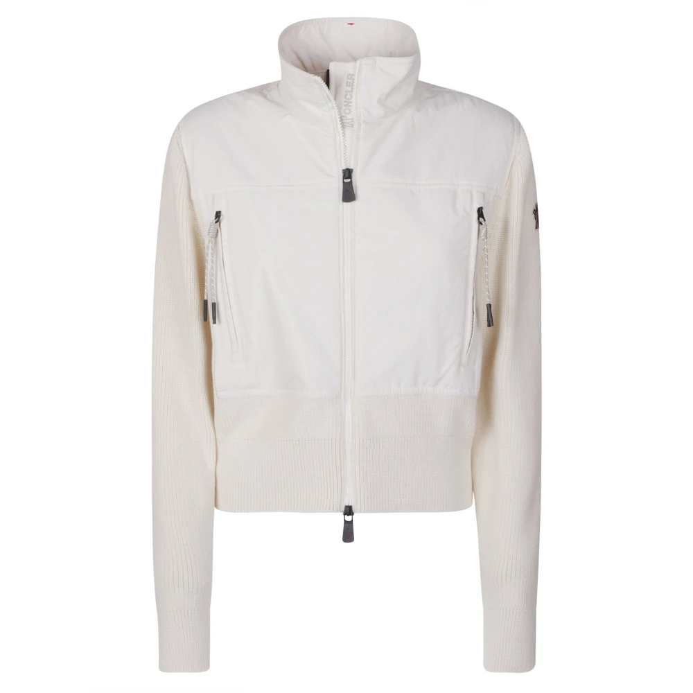 Moncler White Light Jackets, Female, M, Grenoble Padded Zip-Up Cardigan