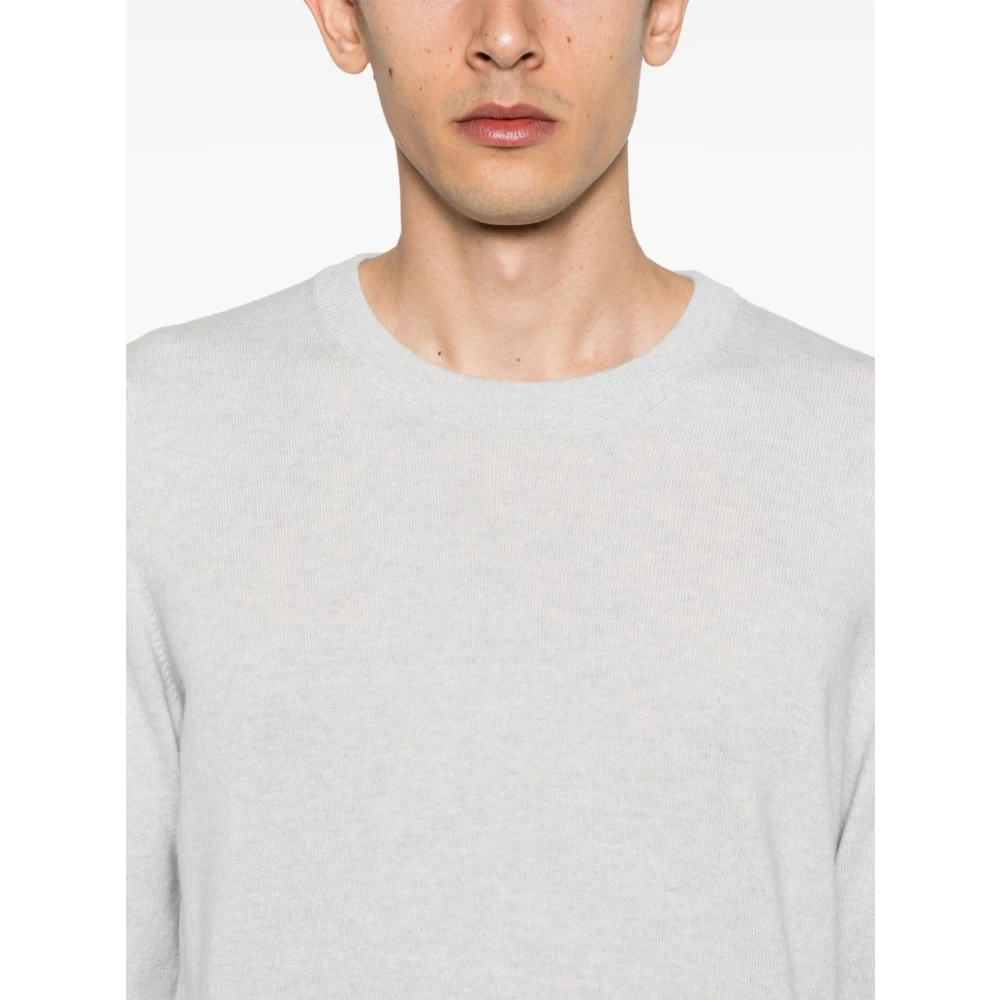 BRUNELLO CUCINELLI Lichtgrijze Cashmere Crew Neck Sweater Gray Heren