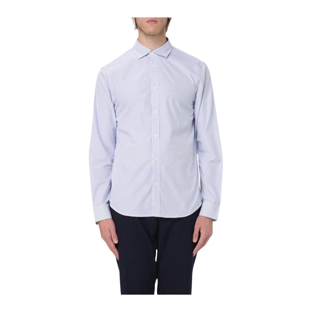 Armani Exchange Men's Blue Striped Dress Shirt