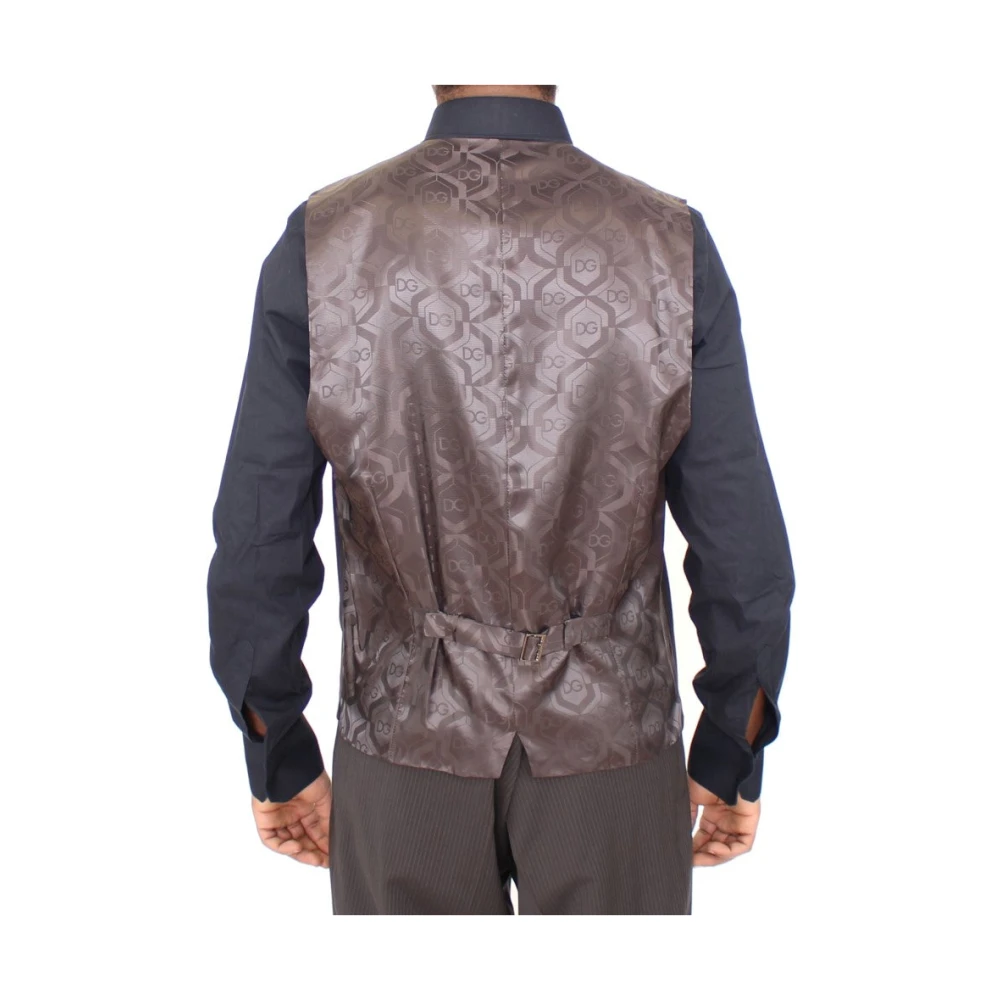 Dolce & Gabbana Gestreepte wollen jurkvest Brown Heren