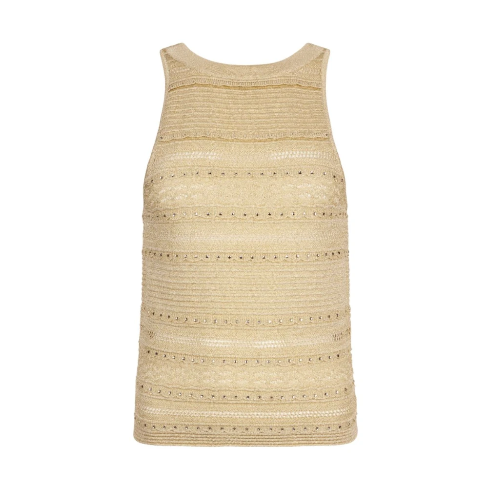Liu Jo Vrouw Geel Tops Dames, L, Polyester, Openwork Knit Top