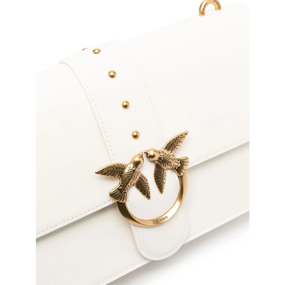 pinko Witte leren schoudertas met goudkleurige hardware White Dames