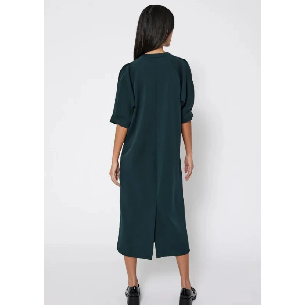 Norr Donkergroene jurk met korte mouwen Green Dames