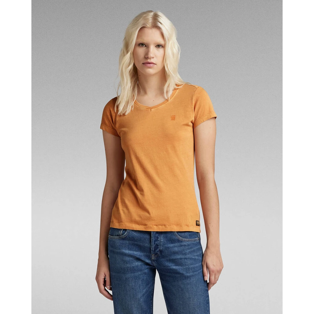 G-Star Overdyed Eyben Slim V T-Shirt 2.0 Orange Dames