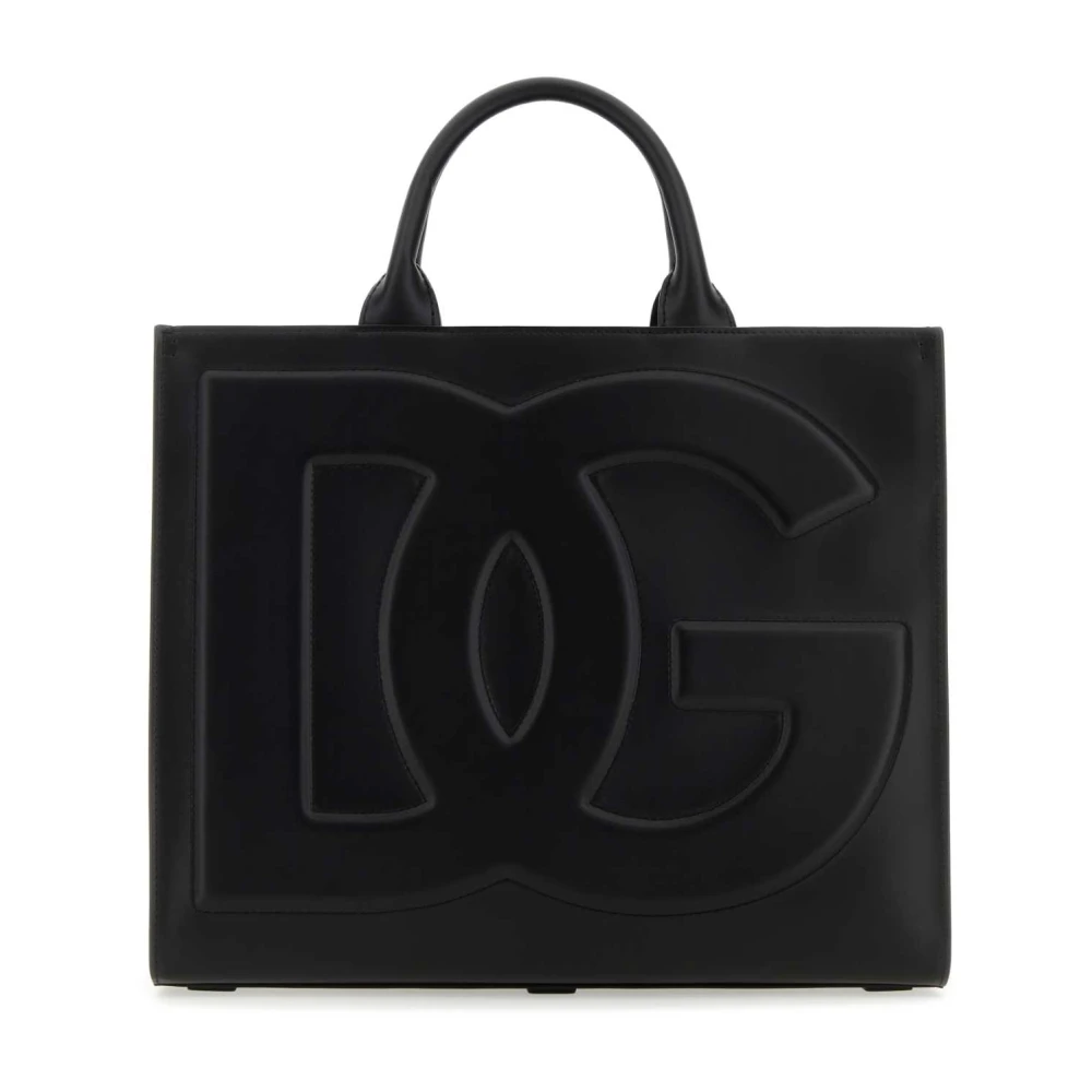 Dolce & Gabbana Zwarte leren DG Daily boodschappentas Black