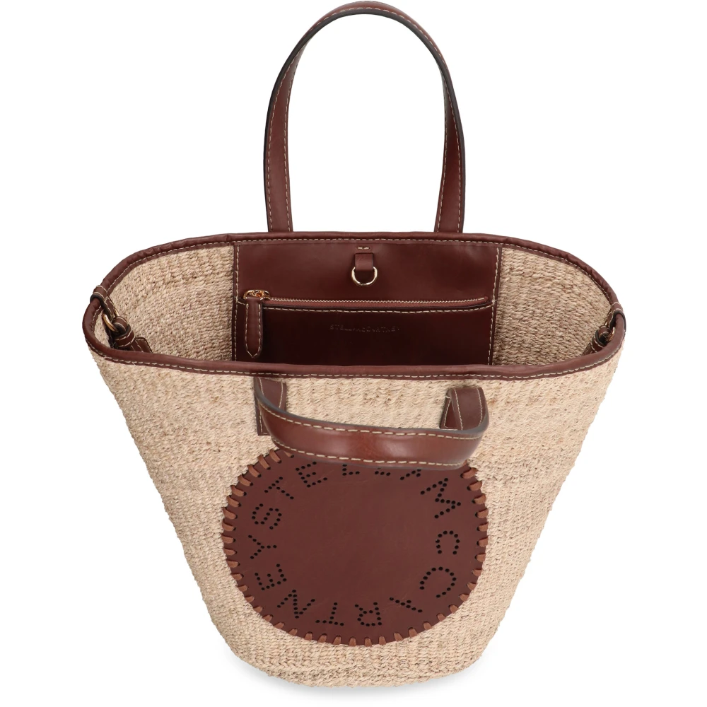 Stella Mccartney Geweven Raffia Tote Tas met Kunstleren Details Beige Dames