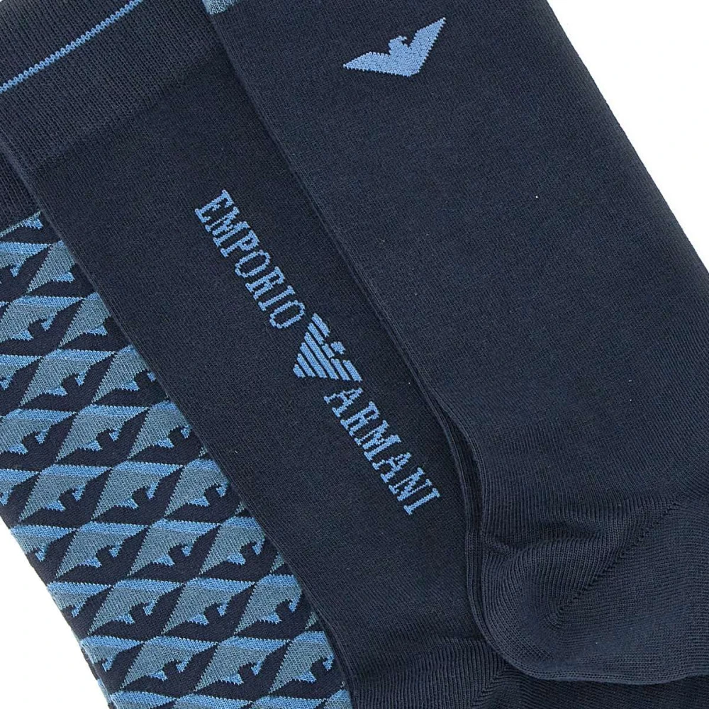 Emporio Armani Multicolor Logo Sokkenset Blue Heren