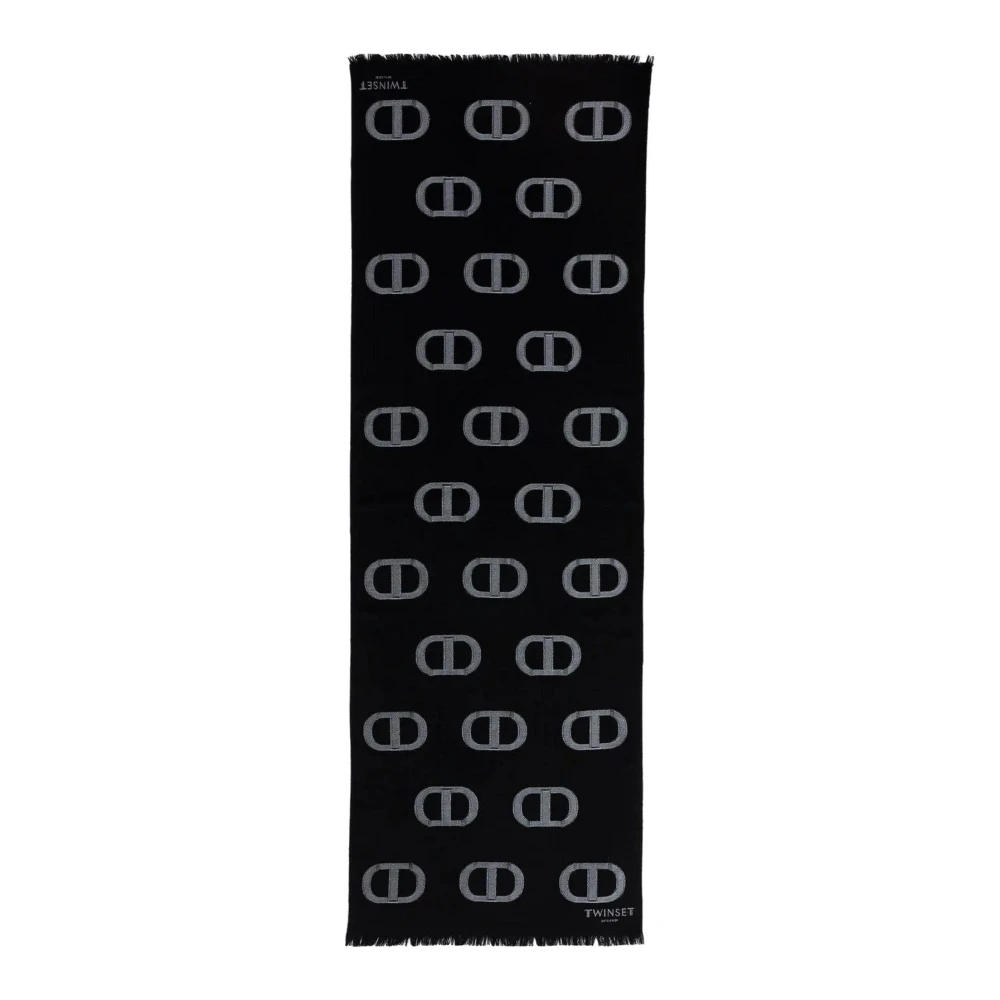 Twinset Elegante Viscose Polyester Blend Stola Black Dames