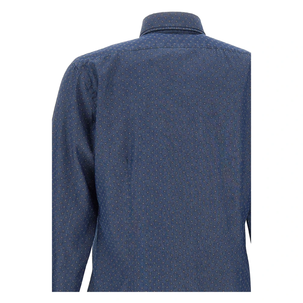 Barba Denimblauw Micro Dots Overhemd Blue Heren