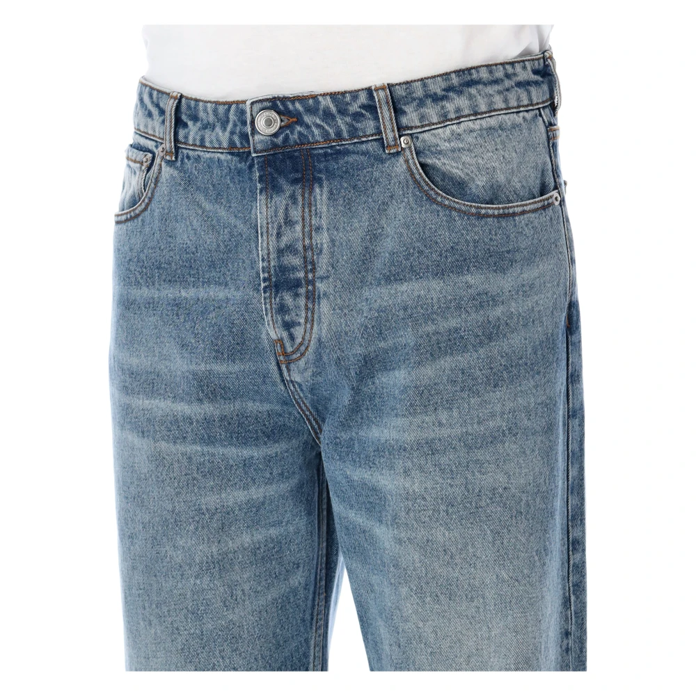 Ami Paris Gebruikte Blauwe Denim Large Fit Jeans Blue Heren