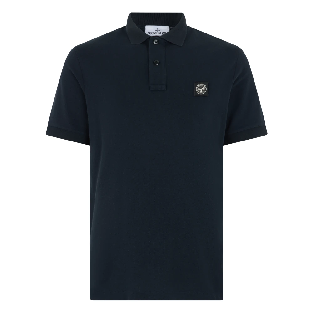 Stone Island Polo Shirts, Male, M, Cotton Piqué With Stretch Blue