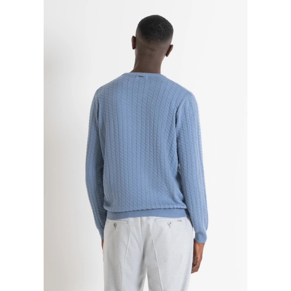 Antony Morato Geometrische Wollen Trui Blue Heren