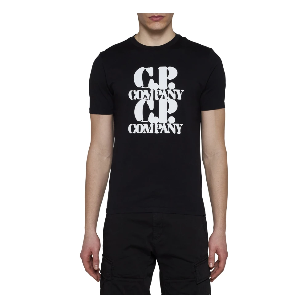 C.P. Company Logo Print Crew Neck T-shirt Black Heren